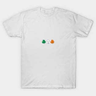 Three Small Shamrocks Irish Flag Color T-Shirt